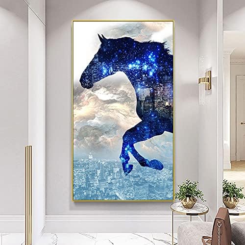 Instarry 5D Diamond Pintura de tamanho grande Pragem completa Cavalo e strass da cidade Bordado da sala de estar