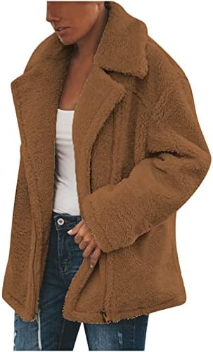 Jaquetas de lã de tamanho plus size para mulheres de moda de moda larga cais de gola de gola Fuzzy