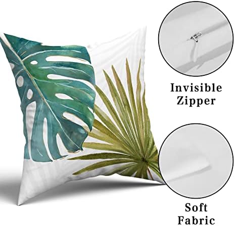 Capas de travesseiros de folhas tropicais verdes de oliveira 20x20 polegadas Monstera Banana Palm Leaf