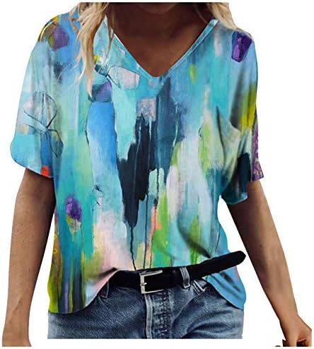 Sorto de moletons respiráveis ​​vintage camisetas soltas para mulheres gradiente curto gradiente de pescoço quadrado