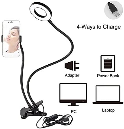 ZSEDP LED LED Selfie Ring Light com suporte de telefone Lâmpada de mesa de mesa preguiçosa comprimido Stand Flexível