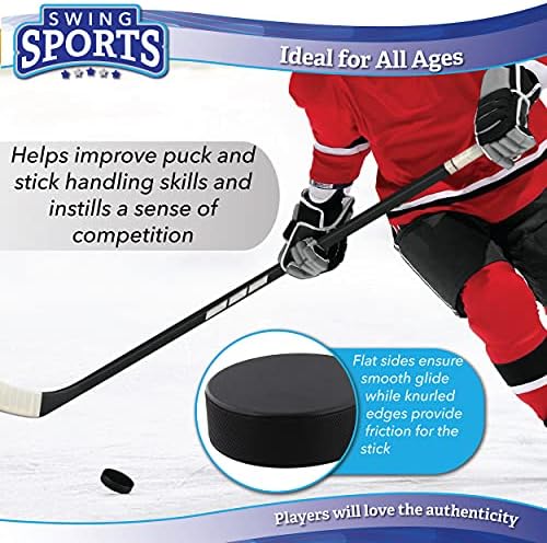 Swing Sports Hockey Pucks Conjunto a granel - 25pk 3x1in Biscoitos de hóquei preto de borracha de 6 onças