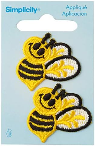 Simplicidade Bumble Bee Applique Clothing Iron em remendos, 2pc, 1 x 1,5