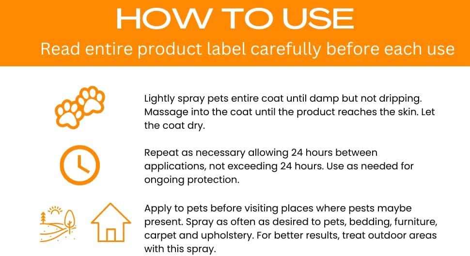 Spray de pulgas e carrapatos para pulgas, carrapatos e mosquitos - aplicação para cães, gatos e casa