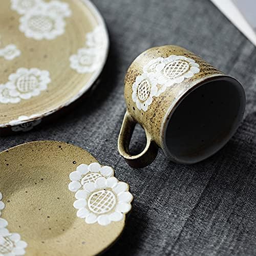 Yuanflq Coffee Cup de chá e pires Conjunto de pires China de cerâmica Cappuccino Cappuccino TEACUPS TEACUPS de