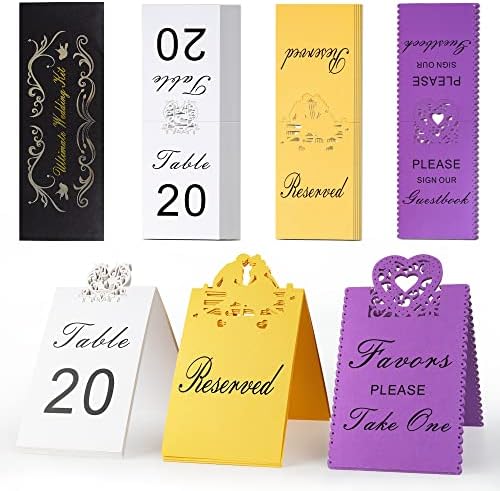 Mesa de casamento de luxo Cartões de lugar- 1-20 Números de mesa de casamento, 4 placas de mesa