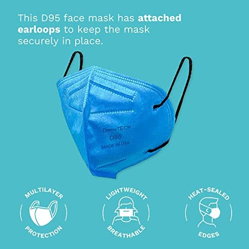 Demetech D95 Máscara facial do respirador de partículas, dobra o estilo com loops de orelha, fabricado