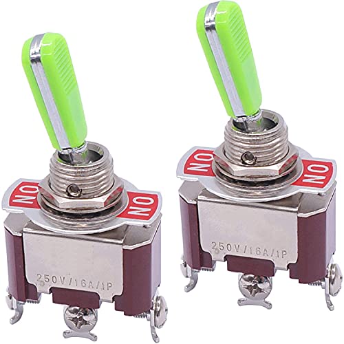 NYCR 2PCS UNIVERAL PARTIDO 20A 125V DPST 4 Terminal On/Off Rocker Toggle Switch Metal Metal Stainless Top