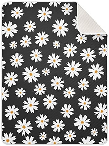 Cataku Black Wildflower Daisy Baby Blanket para meninos meninas Cotton Clanta de algodão Cama Planto de bebê