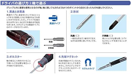 Kyoto Tools PD-2 Manuja de madeira Chave de fenda, tipo de penetração cruzada
