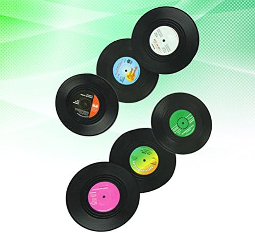 6PCS Vinyl Record Disk Coasters Coasters premium para bebidas Proteção eficaz para desktop para danos para casa e escritório