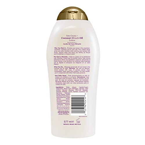 OGX Extra Creamy + Coconut Miracle Oil Ultra Humerure Loção, 19,5 onças