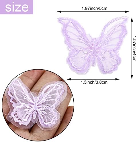 50 PCs Butterfly Lace Trim Camadas duplas Organize Butterfly Butterfly Lace Borderyer Lace para costurar