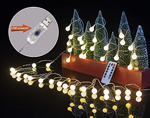 Luzes de cordas LED JoAscher, Luzes de String Globe19.7ft/6m 40 Luzes de Fada Bulbo LED com Timer USB 8