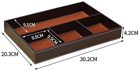 Caixa de armazenamento de armazenamento de mesa ZCXIYU Organizador de mesa de couro PU 4 Compartamentos