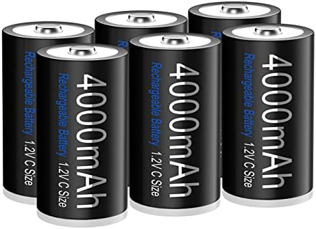 Palowextra Premium Recarregável Baterias C 6 Pacote de alta capacidade 4000mAh 1.2V NIMH baterias