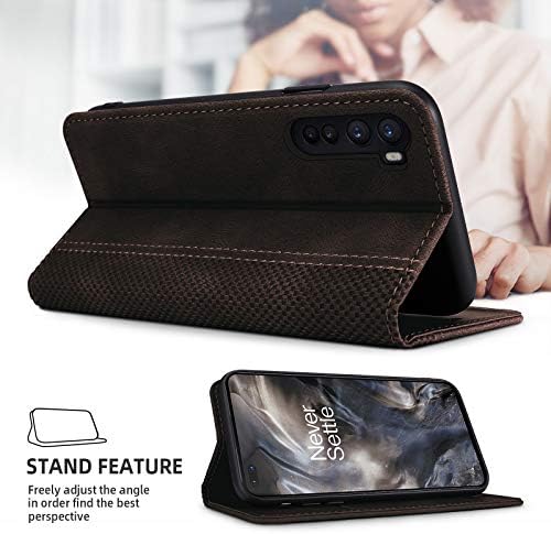 Caixa de Akabeila para OnePlus Nord 2T 5G Caixa de carteira de couro premium com chuteiro de fechamento magnético