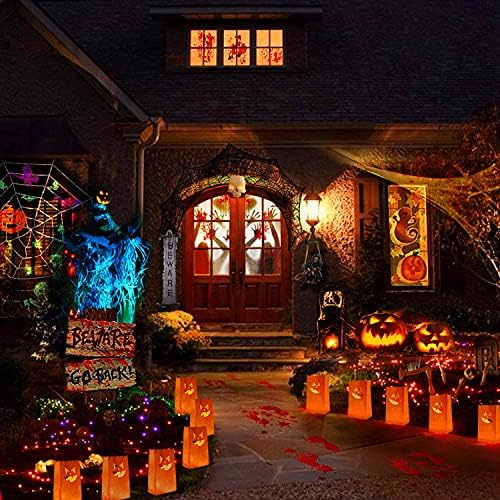 Stmarry 50 peças sacos luminares de Halloween, sacolas de velas resistentes a chamas, castiça