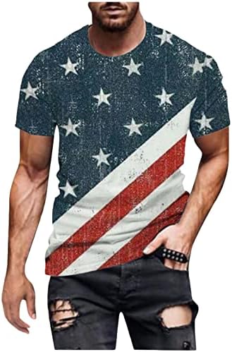 American Flag Girassol Graphic 4 de julho Camiseta Tops masculino masculino Crewneck Cool Manga curta Camisetas