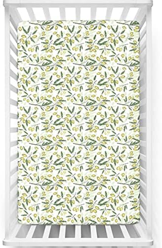 Botânica com tema de mini folhas de berço, lençóis mini-berços portáteis Criança de colchão de colchão