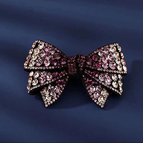 Houchu Cleean Style Hair Clip Luxury Cardace Vintage Rhinestone French Colorful Bow Spring Clip