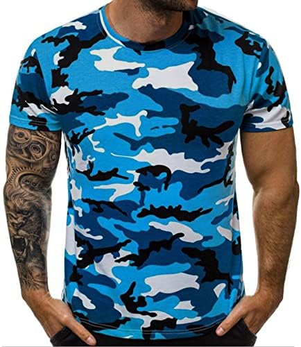 Camiseta de camuflagem masculina, manga curta Camuflagem regular FITO MILITAR MILITY TOP ESTILO DE ESCUMENTO ROUNO