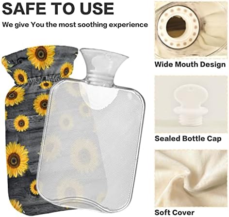 Garrafas de água quente com capa Sunflower3 Saco de água quente para alívio da dor, lesões esportivas, bolsa de