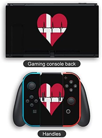 Love Dinamarca Decalques de batimento cardíaco Cobrir placa face de proteção para a pele para Nintendo Switch