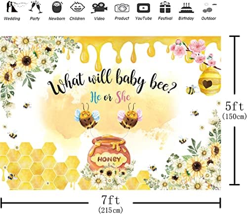Hilioens 7 × 5ft Bee Gênero Revelar Chá de bebê Honeycomb, o que será o que vai decorar decorações de festas