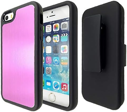 Caso Wydan para iPhone SE 5 5S - Tampa de telefone do coldre de cinto de textura de textura de metal escovado