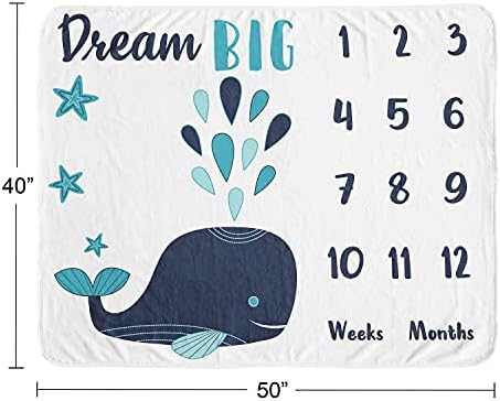 Doce jojo projeta baleia azul menino ou menina marco manta mensal recém -nascido no primeiro ano