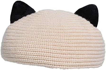 Mulher Cat cor de orelha Blocking tricô boina quente Hat de lã Hat Hat Big Fan Sports Fan Beanies