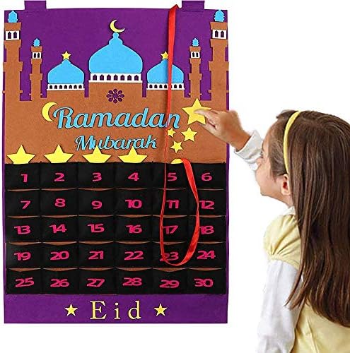 Calendário do Ramadã YHCJB, calendário do advento 2021 Ramadã Decorações, 30 dias pendurando o calendário