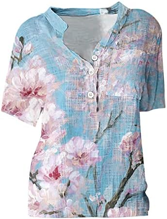 Tops florais para mulheres 2023 botão Down Down Fashion Casual Camisetas Blusa Plus Size