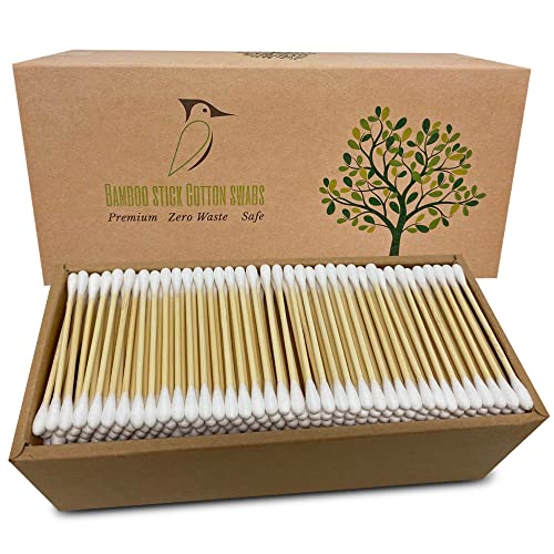Beautiful Mind Organic Bamboo Cotton Swabs-Pacote de valor de 500-Eco-amigável, biodegradável-vegan,