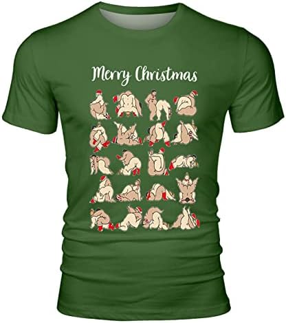 Camisetas de manga curta de Natal de Wocachi para homens, trajes de férias de Natal feios, treino gráfico engraçado
