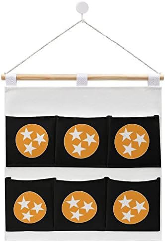 Bandeira do armário de parede do Tennessee Saco de armazenamento pendurado 6 bolsos de linho de linho sobre