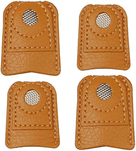 4 peças Couro Thimble Costura Tantona Protetor de dedo Coin Thimble Pads para costura manual A agulhas de tricô