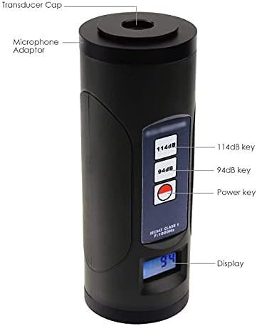 YFQHDD Digital Sound Level Meter calibrador 94dB e 114dB para microfone de 1/2 e 1 polegada, ferramenta