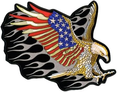 Ferro bordado em patch - Ataque Eagle USA Flag Wings Biker Patch - Por Patch Squad
