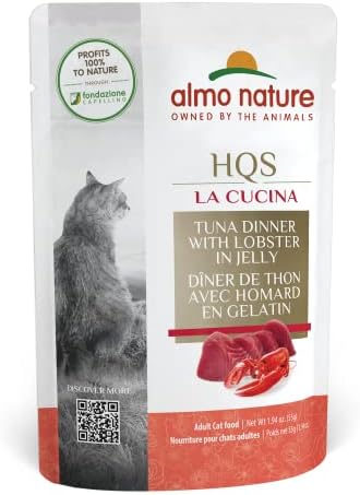 Almo Nature HQs LA Cucina Atum com lagosta em geléia, grão livre, sem aditivo, alimentos molhados para gatos