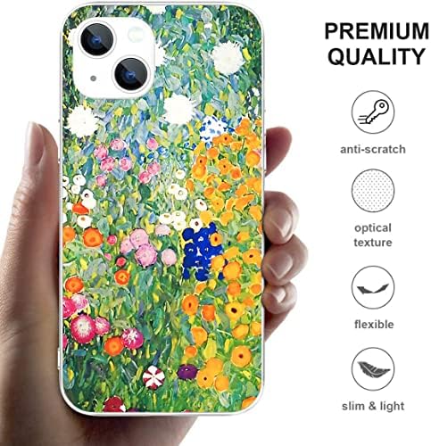 Compatível com o iPhone 14 estética estética colorida floral aquarela arte clara case mole tpu slim slim