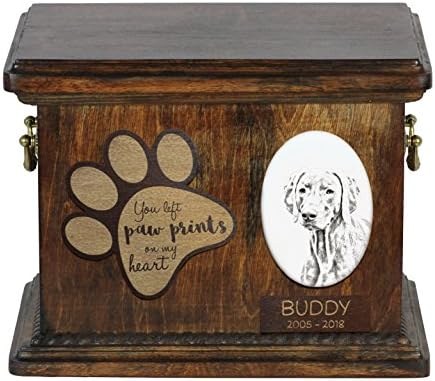 Art Dog Ltd. Weimaraner, urna para as cinzas de cachorro com placa de cerâmica e descrição
