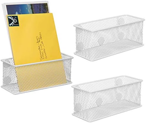 Mygift White White Mesh Magnetic Storage Cestas, acessórios de quadro branco, sala de aula e organizador de suprimentos