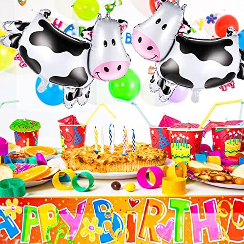 2 peças Balões de vaca, forma de vaca Mylar Foil Balão Decorações de aniversário de vaca suprimentos