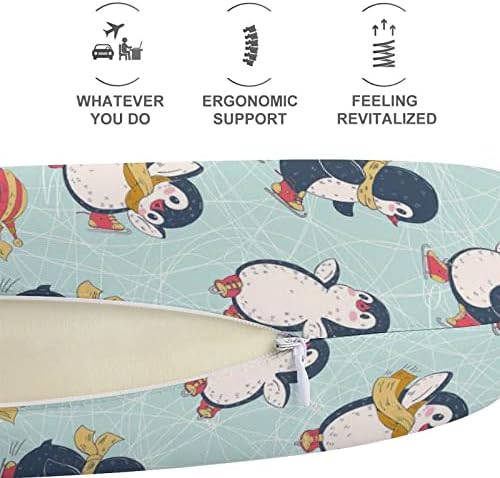 Cute Penguins travesseiro Memória de espuma de espuma travesseiro de pescoço u forma para o suporte