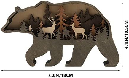 1PC Christmas Wood Artware Creative North American Forest Animal Home Decor for Celebration Party