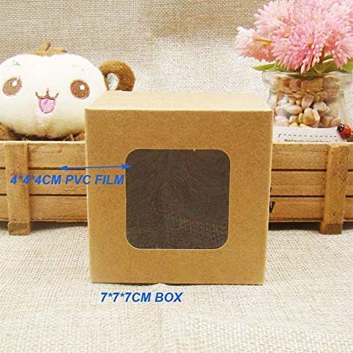 Aosuai 10 * 10 * 10cm Branco/preto/kraft caixa de janela caixas de presente com janela de PVC para doces/bolo/sabão/biscoito/caixa