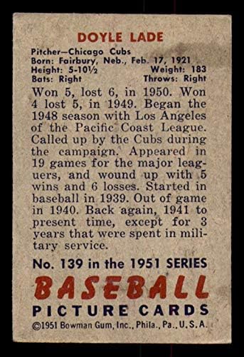 1951 Bowman 139 Doyle Lade Excelente Cubs