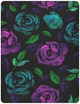 Alaza Purple & Green Rose Flor Flor Folhetos de berço de berço para meninos meninas criança, tamanho padrão
